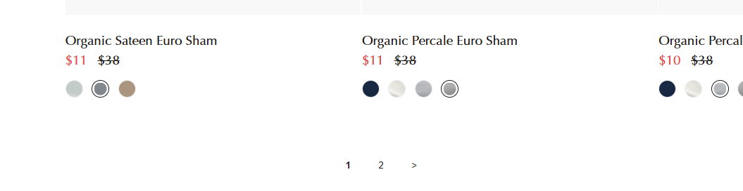 A real Shopify collection page (Under The Canopy) using standard numbered pagination below the product grid, rather than infinite scroll